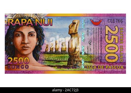 La banconota von Rapa Nui, Osterinsel Foto Stock