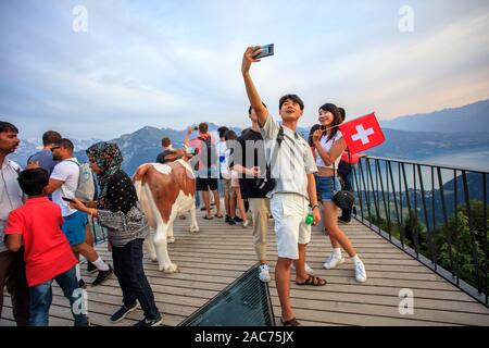 Piattaforma di osservazione in Harder Kulm, Interlaken, Svizzera Foto Stock