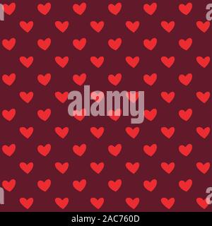 Seamless pattern con cuori rossi. Bicicletta romantico sfondo rosso per i tessili, carta da parati, tessuto, design. Illustrazione Vettoriale. Illustrazione Vettoriale