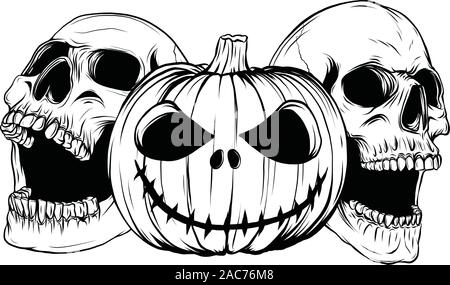 Mostri di Halloween cranio isolamento pupmkids immagine vettoriale Illustrazione Vettoriale