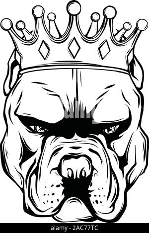 Un cane provviste di pedigree in corona. Pitbull. Illustrazione Vettoriale. Illustrazione Vettoriale