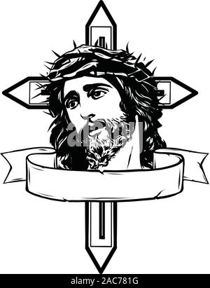 Illustrazione vettoriale di Gesù Cristo che porta croce Illustrazione Vettoriale