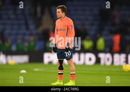 Leicester, Regno Unito. 1 dicembre, 2019. Bernard (20) di Everton durante il match di Premier League tra Leicester City e Everton al King Power Stadium, Leicester domenica 1 dicembre 2019. (Credit: Jon Hobley | MI News) La fotografia può essere utilizzata solo per il giornale e/o rivista scopi editoriali, è richiesta una licenza per uso commerciale Credito: MI News & Sport /Alamy Live News Foto Stock