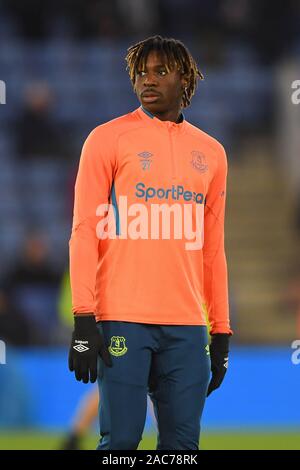 Leicester, Regno Unito. 1 dicembre, 2019. Moise Kean (27) di Everton durante il match di Premier League tra Leicester City e Everton al King Power Stadium, Leicester domenica 1 dicembre 2019. (Credit: Jon Hobley | MI News) La fotografia può essere utilizzata solo per il giornale e/o rivista scopi editoriali, è richiesta una licenza per uso commerciale Credito: MI News & Sport /Alamy Live News Foto Stock