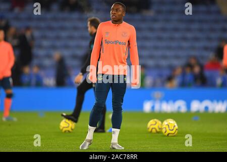 Leicester, Regno Unito. 1 dicembre, 2019. Dennis Adeniran di Everton durante il match di Premier League tra Leicester City e Everton al King Power Stadium, Leicester domenica 1 dicembre 2019. (Credit: Jon Hobley | MI News) La fotografia può essere utilizzata solo per il giornale e/o rivista scopi editoriali, è richiesta una licenza per uso commerciale Credito: MI News & Sport /Alamy Live News Foto Stock