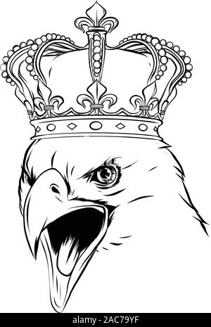 Il Mascot Con incoronato American Eagle. illustrazione vettore Illustrazione Vettoriale