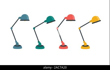 Ufficio lampada da tavolo icona. Illustrazione piana di office lampada da tavolo icona vettore isolato su sfondo bianco Illustrazione Vettoriale