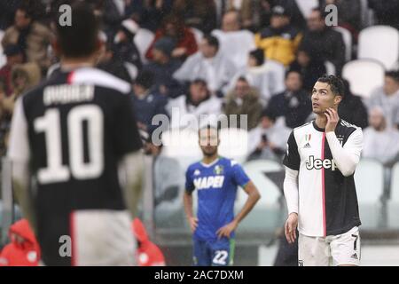 Torino, Italia. 01 Dic, 2019. calcio, campionato di serie ATIM 2019-20 Juventus vs SASSUOLO 2-2 nell'immagine: CR7 CRISTIANO RONALDO Credit: Indipendente Agenzia fotografica/Alamy Live News Foto Stock