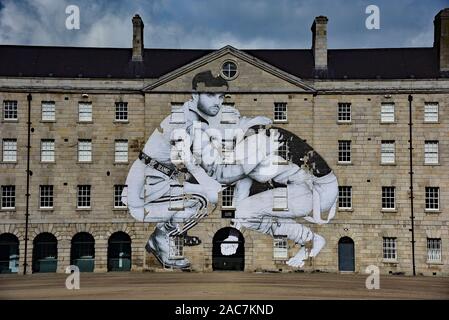 Collins Barracks - un ex caserma militare alloggiare entrambi britannici e irlandesi guarnigioni dell esercito, ora al Museo Nazionale di Irlanda, Dublino, l'Europa. Foto Stock