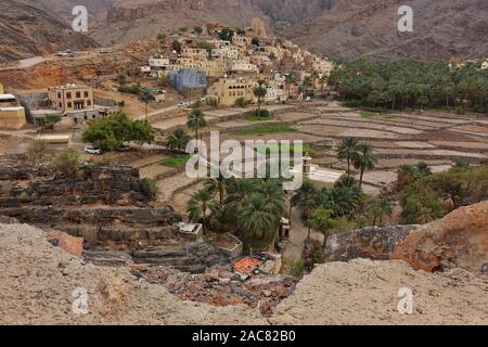 Bella Sayt Bald Mountain Village in Oman montagne Hajar Foto Stock