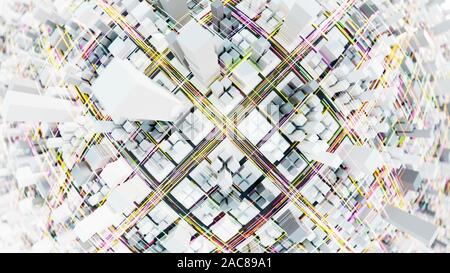 Techno mega city; urbano futuristico e i concetti di tecnologia, originale rendering 3D Foto Stock