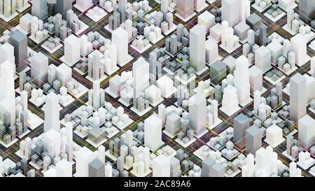 Techno mega city; urbano futuristico e i concetti di tecnologia, originale rendering 3D Foto Stock