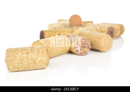 Sacco di tutto il vino comune cork fuoco anteriore isolato su sfondo bianco Foto Stock