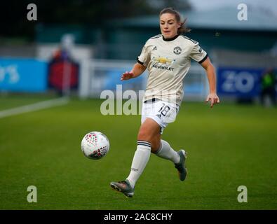 Dagenham, Regno Unito. 1 Dic 2019. Jane Ross del Manchester United le donne in azione .durante la Barclays donna Super League match tra il West Ham United donne e il Manchester United a Rush stadio verde sul dicembre 01, 2019 in Dagenham, Inghilterra. (Foto di AFS/Espa-Images) Credito: Cal Sport Media/Alamy Live News Foto Stock