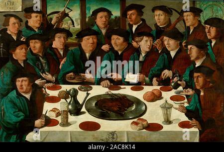 Banchetto dei membri di Amsterdam Crossbow della guardia civica - Cornelis Anthonisz, 1533 Foto Stock