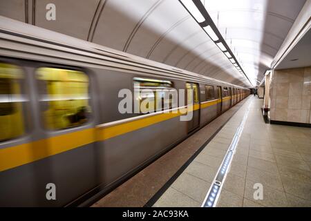 Mosca, Russia - Luglio 25, 2019: Trubnaya stazione della metropolitana nella metropolitana di Mosca. Foto Stock