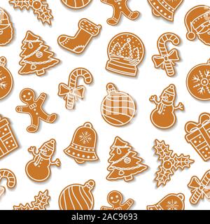 Natale vettore seamless pattern con gingerbread cookie Illustrazione Vettoriale