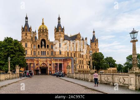 Schwerin, Germania - 2 Agosto 2019: Castello di Schwerin, una delle opere più importanti di romantica dello storicismo in Europa Foto Stock