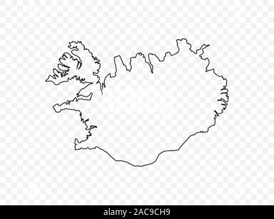 Mappa Islanda su sfondo trasparente. Illustrazione Vettoriale. Illustrazione Vettoriale