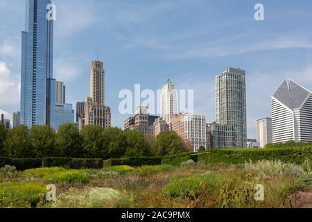 Lurie Garden, il Millennium Park, il Loop, Chicago, Illinois, Stati Uniti d'America Foto Stock