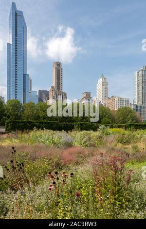 Lurie Garden, il Millennium Park, il Loop, Chicago, Illinois, Stati Uniti d'America Foto Stock