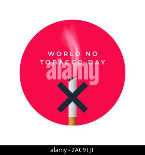 Celebra la Giornata Mondiale senza tabacco. Non fumare giorno isolato su sfondo bianco. Illustrazione Vettoriale