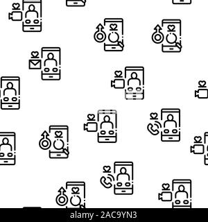 Dating App perfetta vettore di pattern Illustrazione Vettoriale