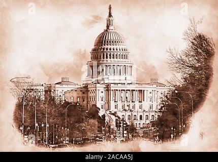 Gli Stati Uniti Campidoglio, spesso chiamato il Capitol Building, è la casa del Congresso degli Stati Uniti Foto Stock