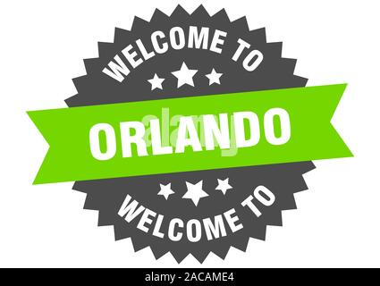 Segno di Orlando. Benvenuti a Orlando adesivo verde Illustrazione Vettoriale