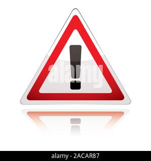 Segnale di avvertimento icona punto esclamativo nel Regno Unito Foto Stock