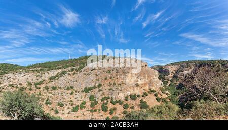 Il paesaggio e le rocce in Galilea occidentale nel nord di Israele Foto Stock