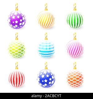 Set di vettore di colorate palle di Natale Illustrazione Vettoriale