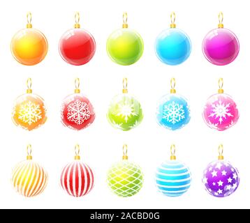 Set di vettore di colorate palle di Natale Illustrazione Vettoriale