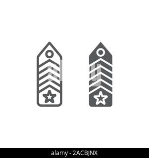 Militare linea chevron e icona di glifo, uniformi e insegne, esercito segno distintivo, grafica vettoriale un modello lineare su uno sfondo bianco. Illustrazione Vettoriale