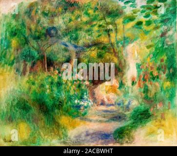 Pierre Auguste Renoir, paesaggio con la donna il giardinaggio, (Paysage et femme jardinant), pittura, circa 1896 Foto Stock