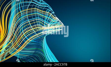 Abstract colorati Linee curve graduata su sfondo blu Foto Stock