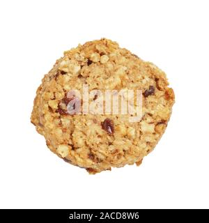 Farina di avena cookie o biscotto di avena con uvetta e nocciole - Vista aerea tagliare Foto Stock