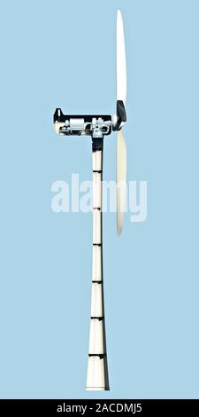 Turbina eolica, come funziona la sezione, vista laterale. Cambiamenti climatici ed energia pulita. 3D render Foto Stock