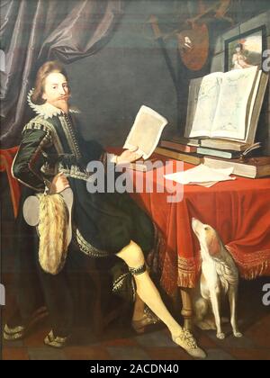 Autoritratto di Sir Nathaniel Bacon alla National Portrait Gallery di Londra, Regno Unito Foto Stock