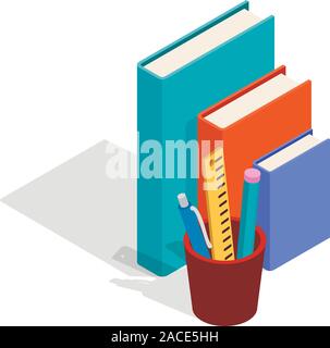 Icona di cancelleria, stile isometrico Illustrazione Vettoriale