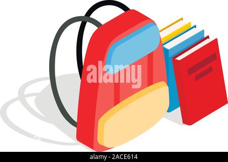 Forniture scolastiche icona, stile isometrico Illustrazione Vettoriale