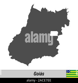 Alta qualità mappa con lo Stato di bandiera di Brasile - Goias Illustrazione Vettoriale