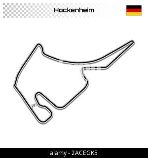 Circuito di Hockenheim per il Motorsport e Autosport. Gran Premio di Germania Race Track. Illustrazione Vettoriale