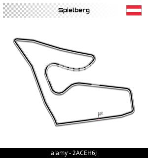 Circuito di Spielberg per il Motorsport e Autosport. Austrian grand prix race track. Illustrazione Vettoriale