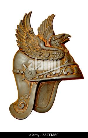 Warrior ghisa casco placca a muro con phoenix emblema Foto Stock