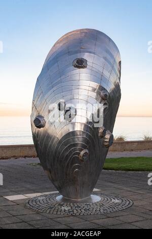 La scultura di mitili da Michael Johnson, Musselburgh, East Lothian, Scozia, Regno Unito Foto Stock