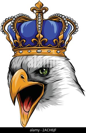 Il Mascot Con incoronato American Eagle. illustrazione vettore Illustrazione Vettoriale