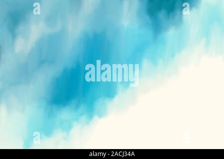 Pittura astratta in sfumature di blu. Colorate gli spruzzi di vernice. Texture ad acquerello Foto Stock