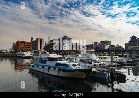 Scenario del porto di Baia Yokohama, Giappone Foto Stock