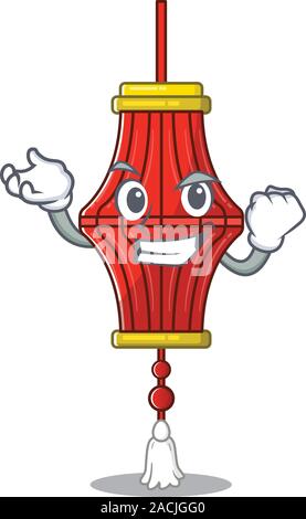 Felice successo fiducioso cinese lanterne di carta cartone animato stile carattere Illustrazione Vettoriale